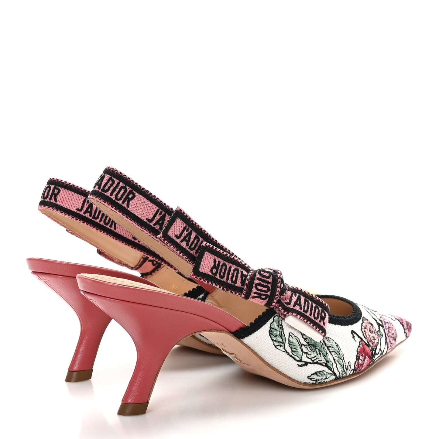 Canvas Embroidered Florilegio J'Adior Slingback 65mm Pumps 38 White Multicolor