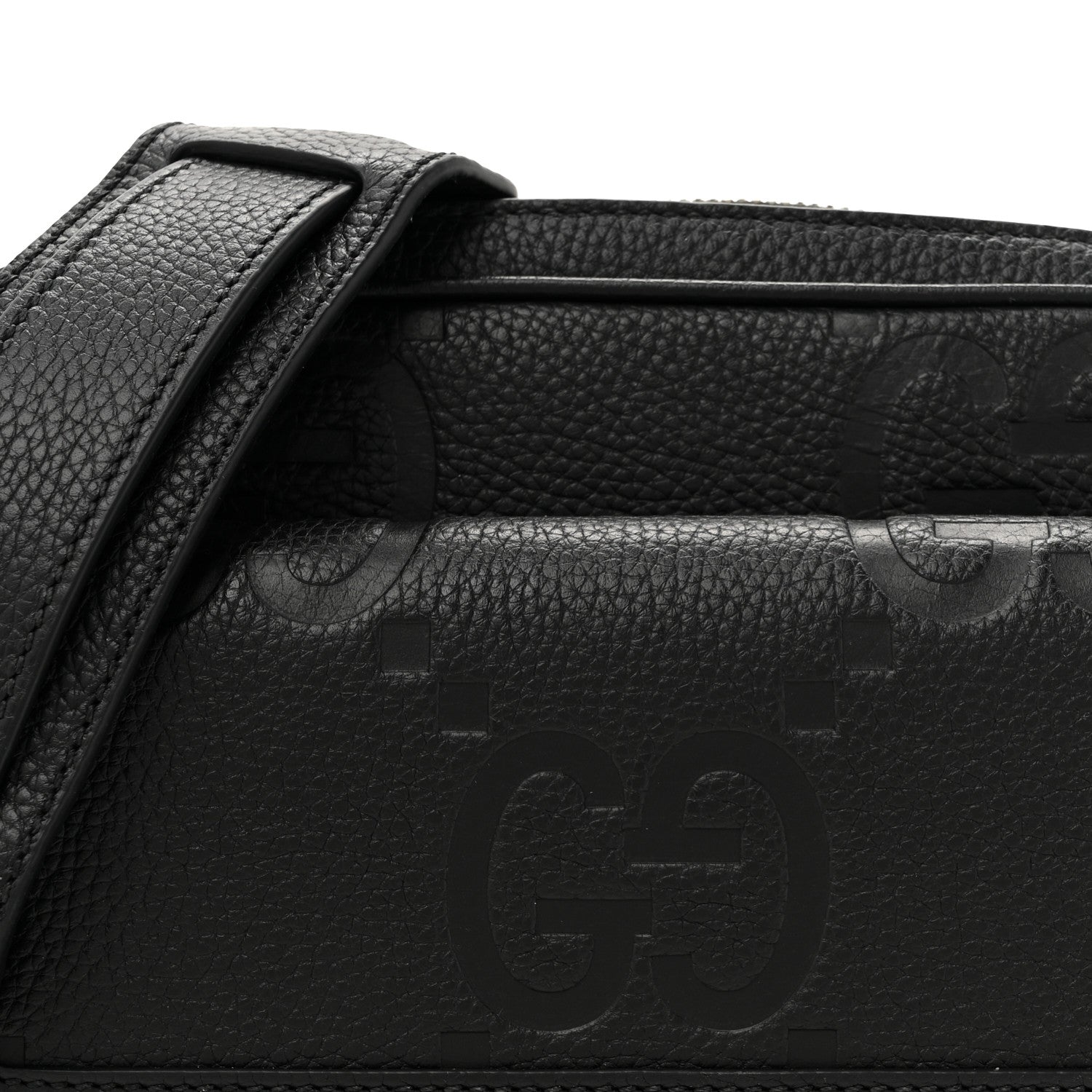 Gucci Piuma Calfskin Jumbo GG Embossed Small Messenger Bag Black 8 of 13