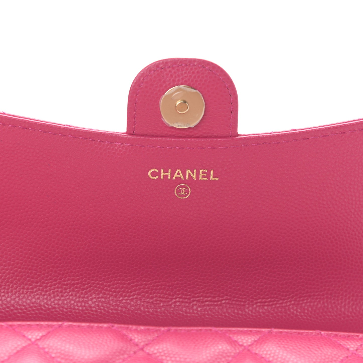 Caviar Quilted Flap Phone Holder With Chain Pink