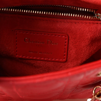 Christian Dior Calfskin Cannage Dioramour Mini Lady Dior Bag Bright Red 6 of 10