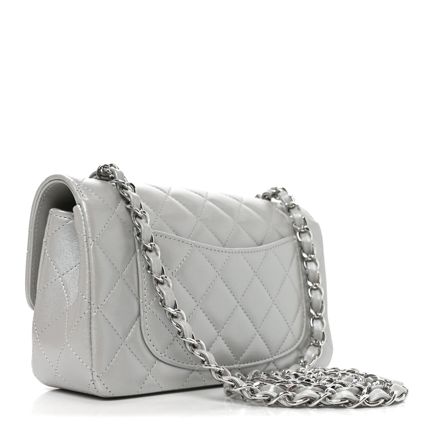 Chanel Metallic Lambskin Quilted Space Charms Mini Rectangular Flap Silver 3 of 10