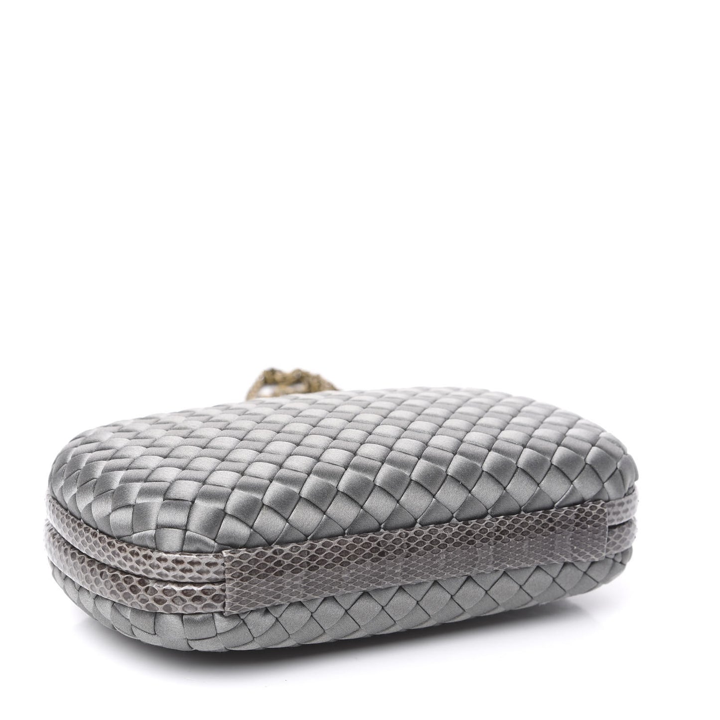 Satin Ayers Intrecciato Chain Knot Clutch Grey