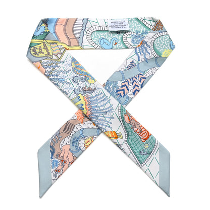 Hermes Silk Splash Park Twilly Vert De Gris Jaune Bleu 1 of 4