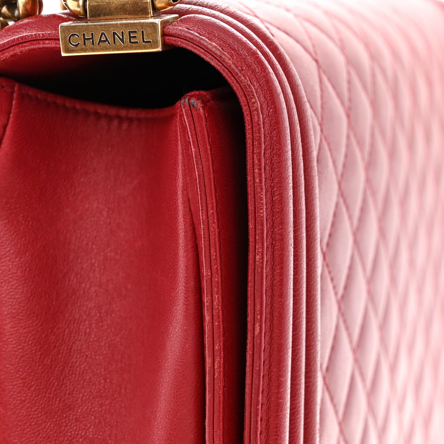 Lambskin Quilted Large Boy Flap Red