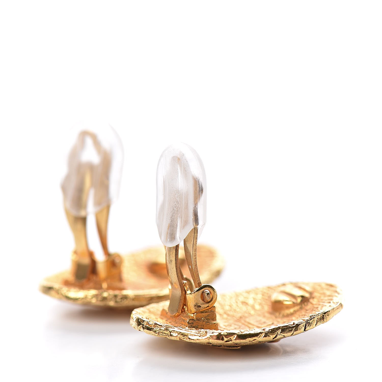 Chanel Oval CC Clip On Earrings Gold 3 of 5