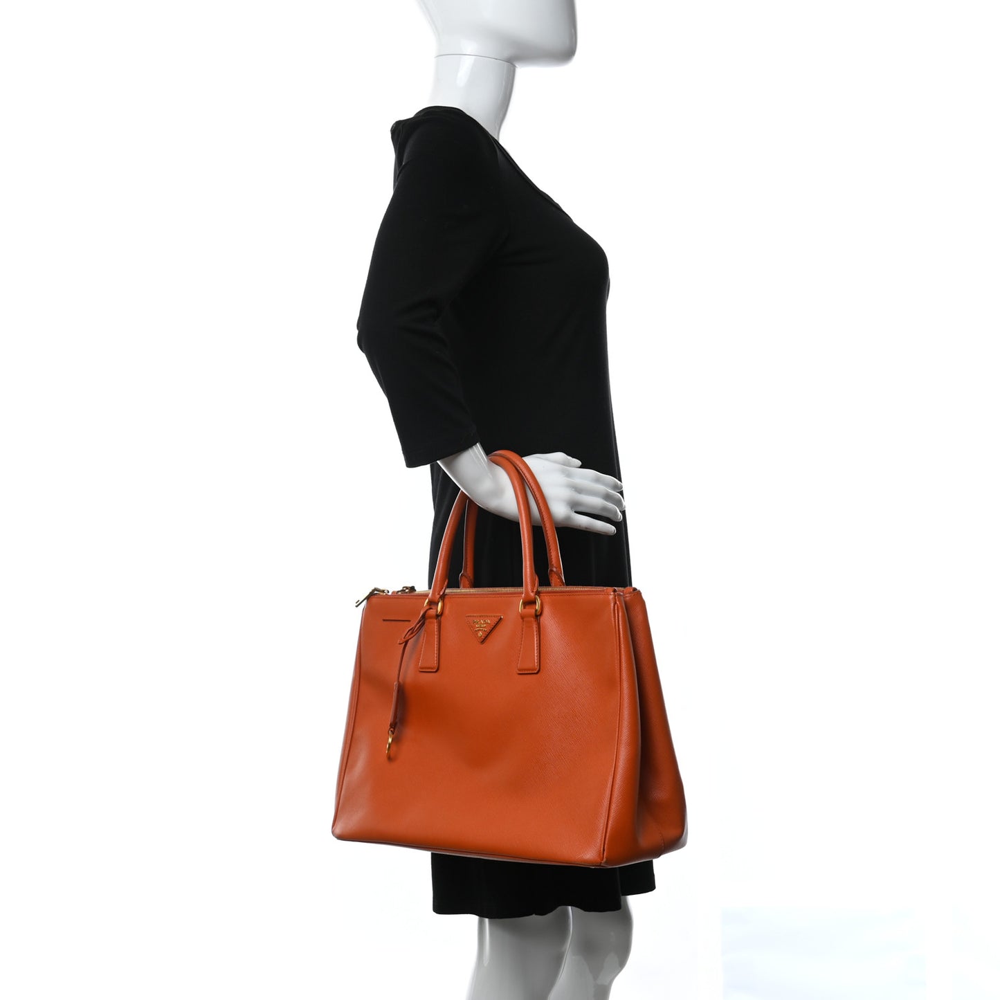 Saffiano Large Galleria Double Zip Tote Papaya