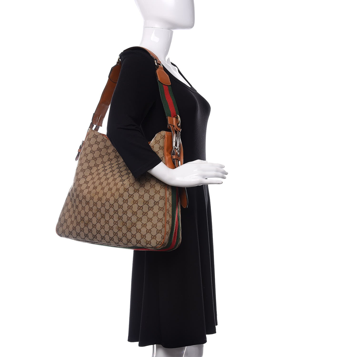 Gucci Monogram Medium Heritage Shoulder Bag Light Tobacco 2 of 13