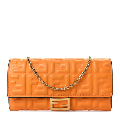 Fendi Nappa Matisse FF Embossed Continental Wallet on Chain Clementine 1 of 7