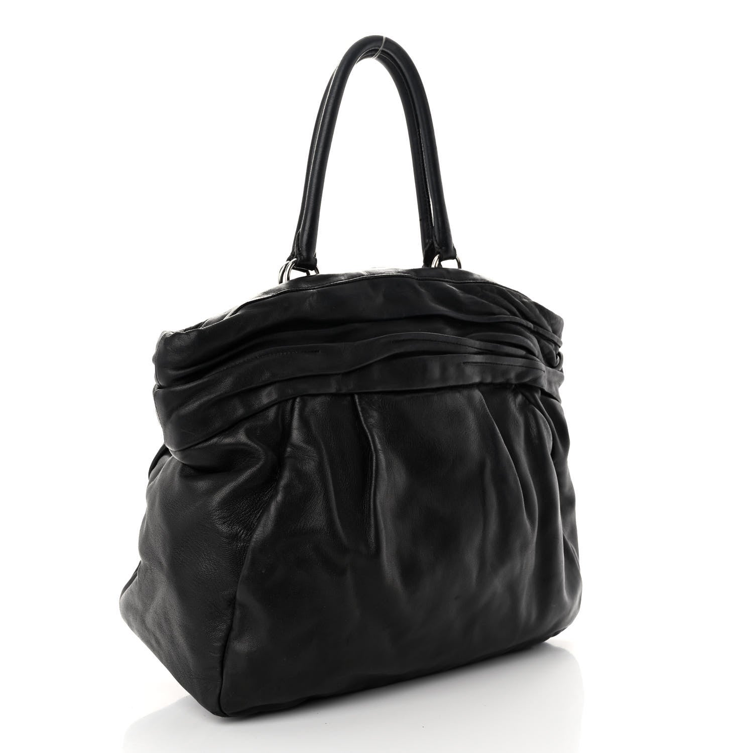 Prada Nappa Frills Tote Black 3 of 14