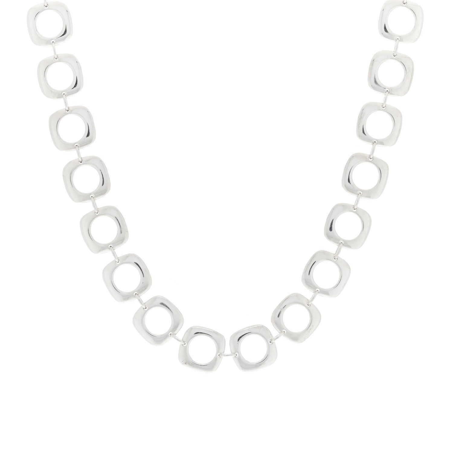 Tiffany Sterling Silver Cushion Square Link Choker Necklace 1 of 3