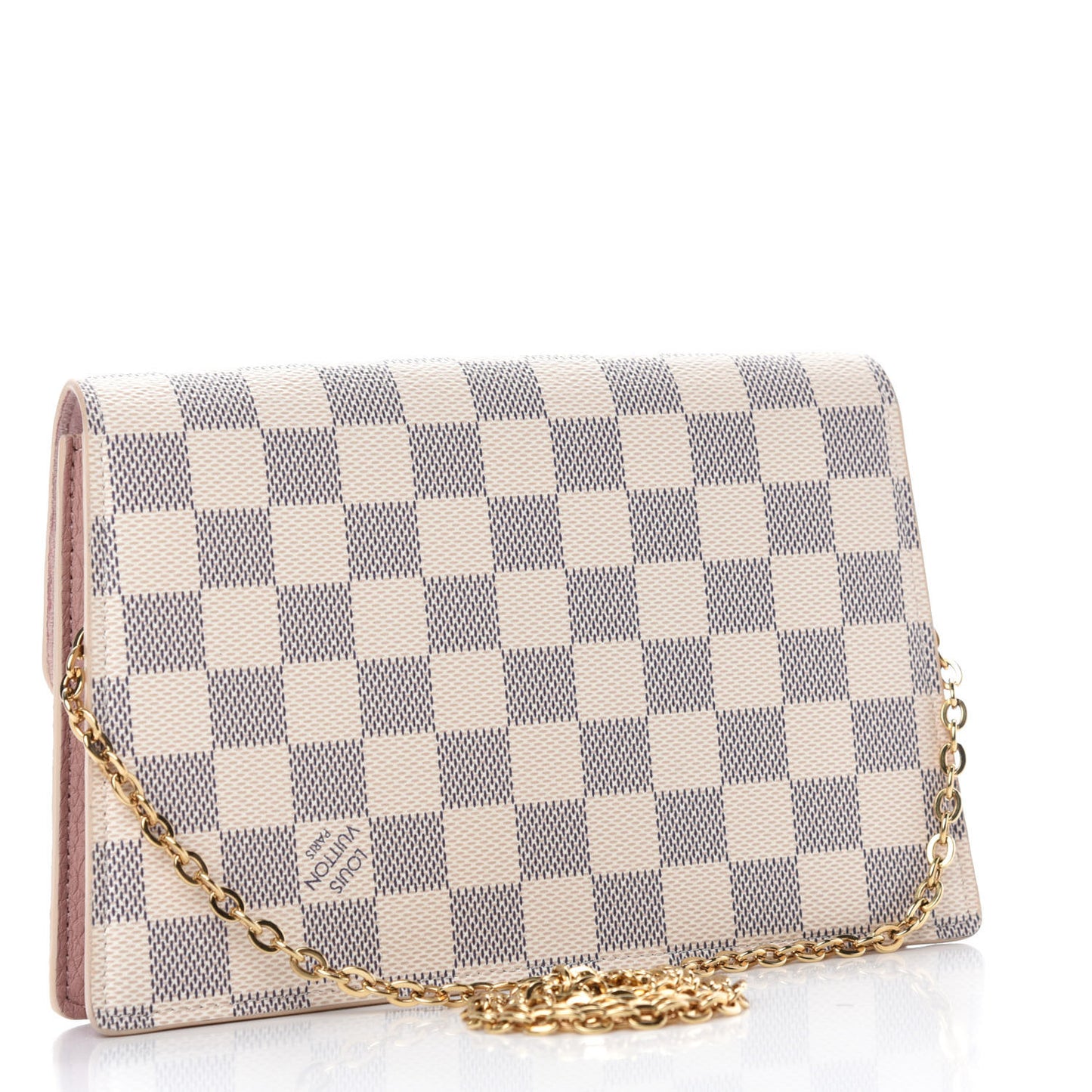 Damier Azur Croisette Chain Wallet Rose Ballerine