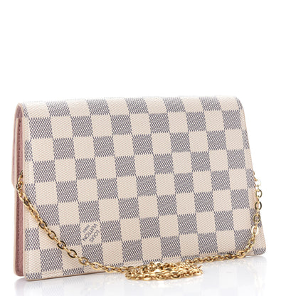 Louis Vuitton Damier Azur Croisette Chain Wallet Rose Ballerine 3 of 10