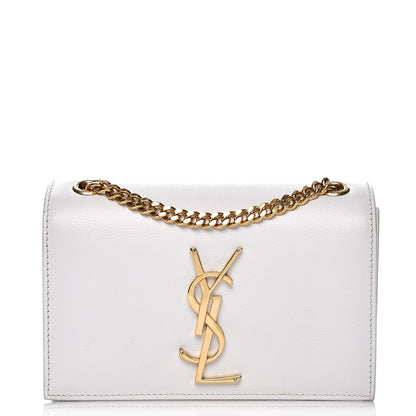 Saint Laurent Grain De Poudre Small Monogram Kate Satchel Optical White 1 of 10