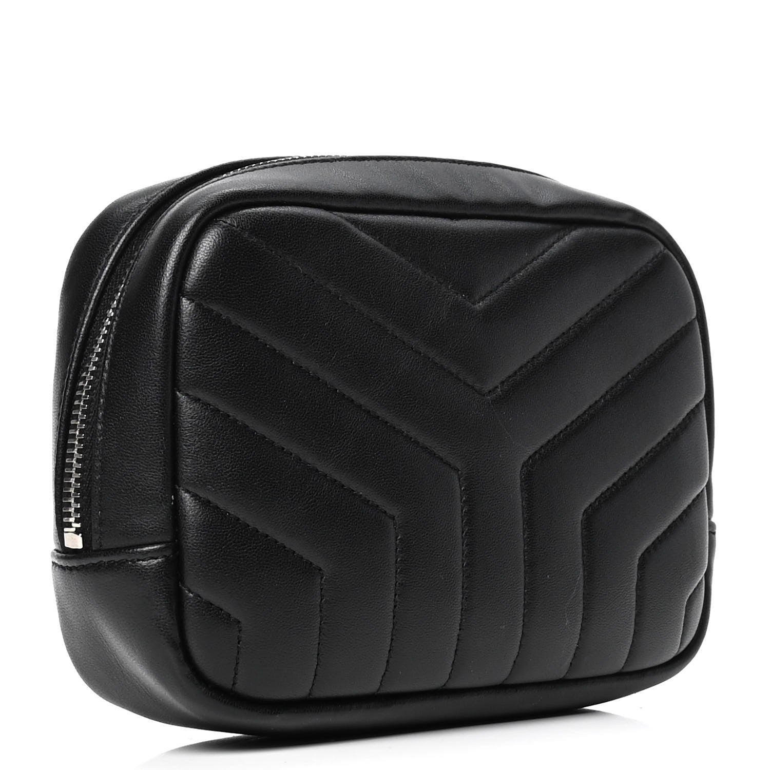 Saint Laurent Lambskin Y Quilted Monogram Loulou Cosmetic Case Black 2 of 6