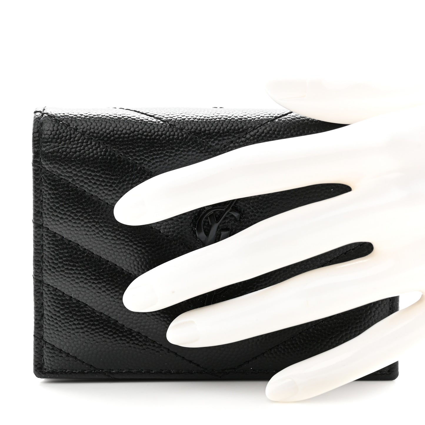 Grain De Poudre Matelasse Chevron Monogram Card Case Black