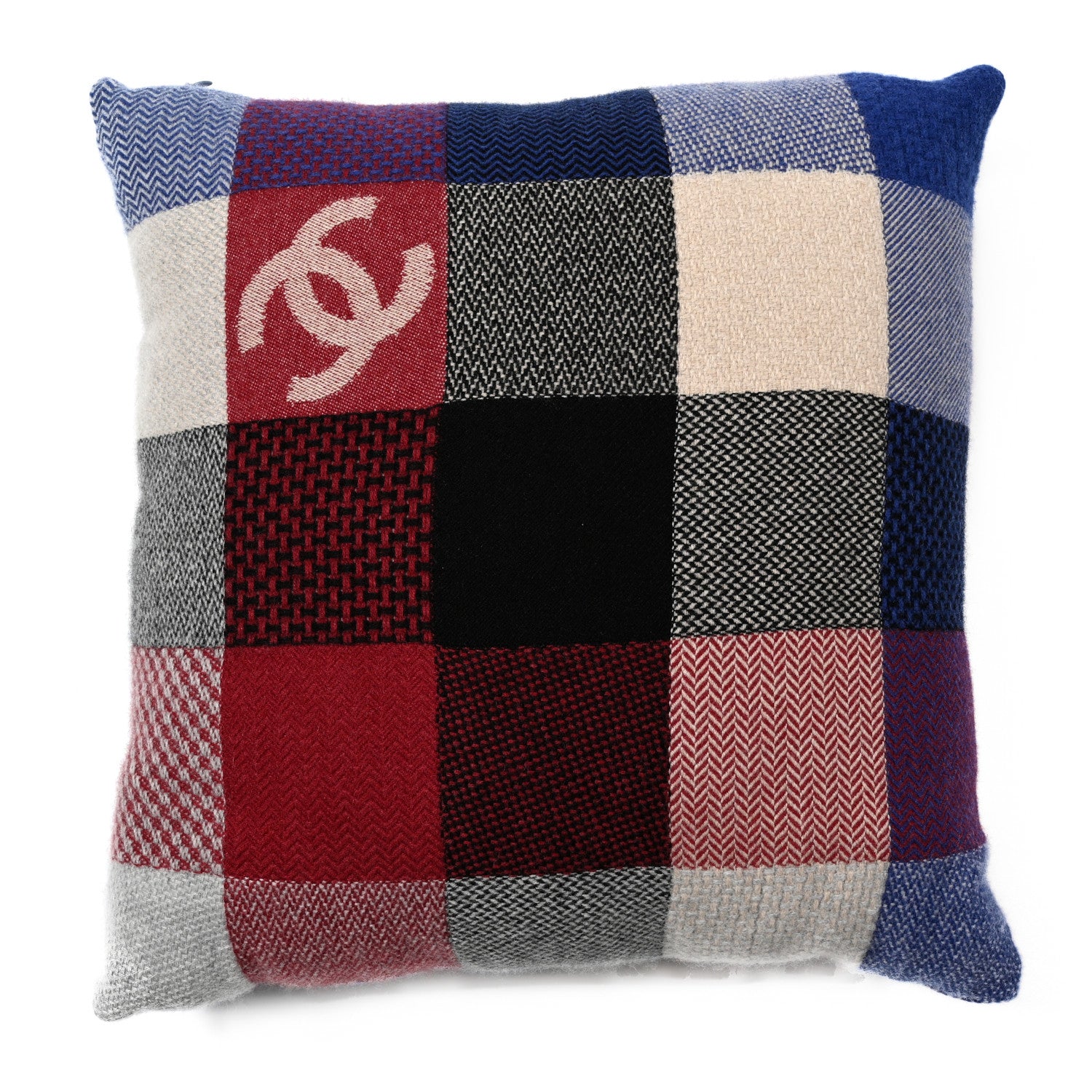 Chanel Cashmere Plaid CC Pillow Beige 1 of 3