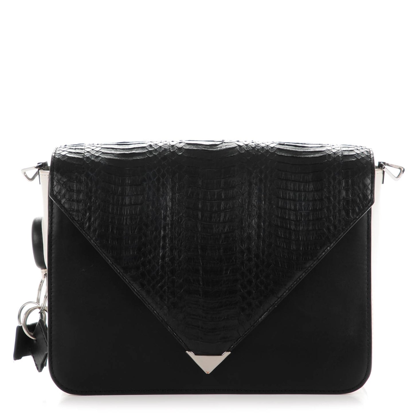Snake Calfskin Embossed Large Prisma Envelope Sling Black White