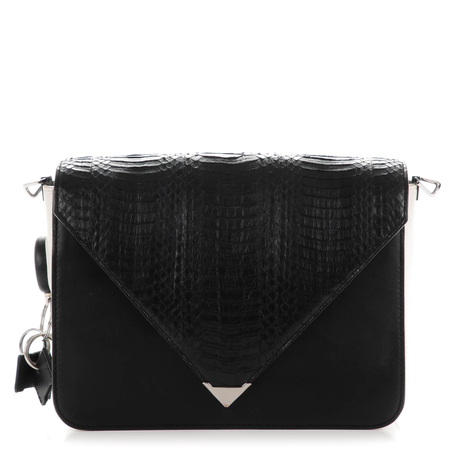 Alexander Wang Snake Calfskin Embossed Large Prisma Envelope Sling Black White 1 of 8