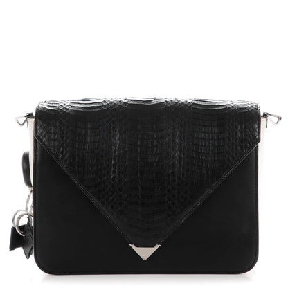 Alexander Wang Snake Calfskin Embossed Large Prisma Envelope Sling Black White 1 of 8