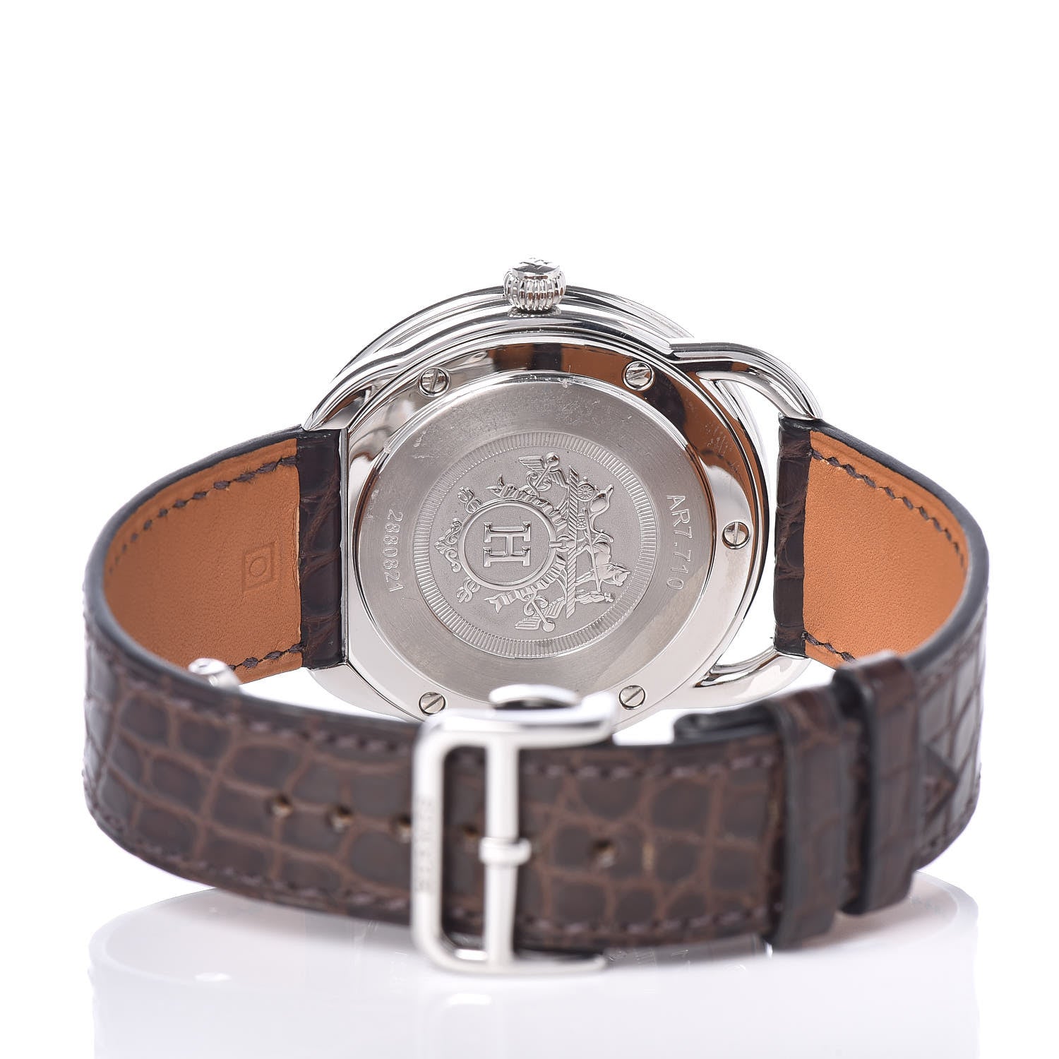 Hermes Stainless Steel Alligator 41mm Arceau Automatic Watch Havane 5 of 8
