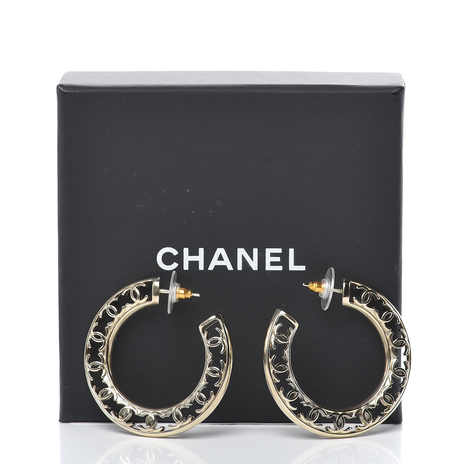 Chanel CC Hoop Earrings Gold 9 of 9