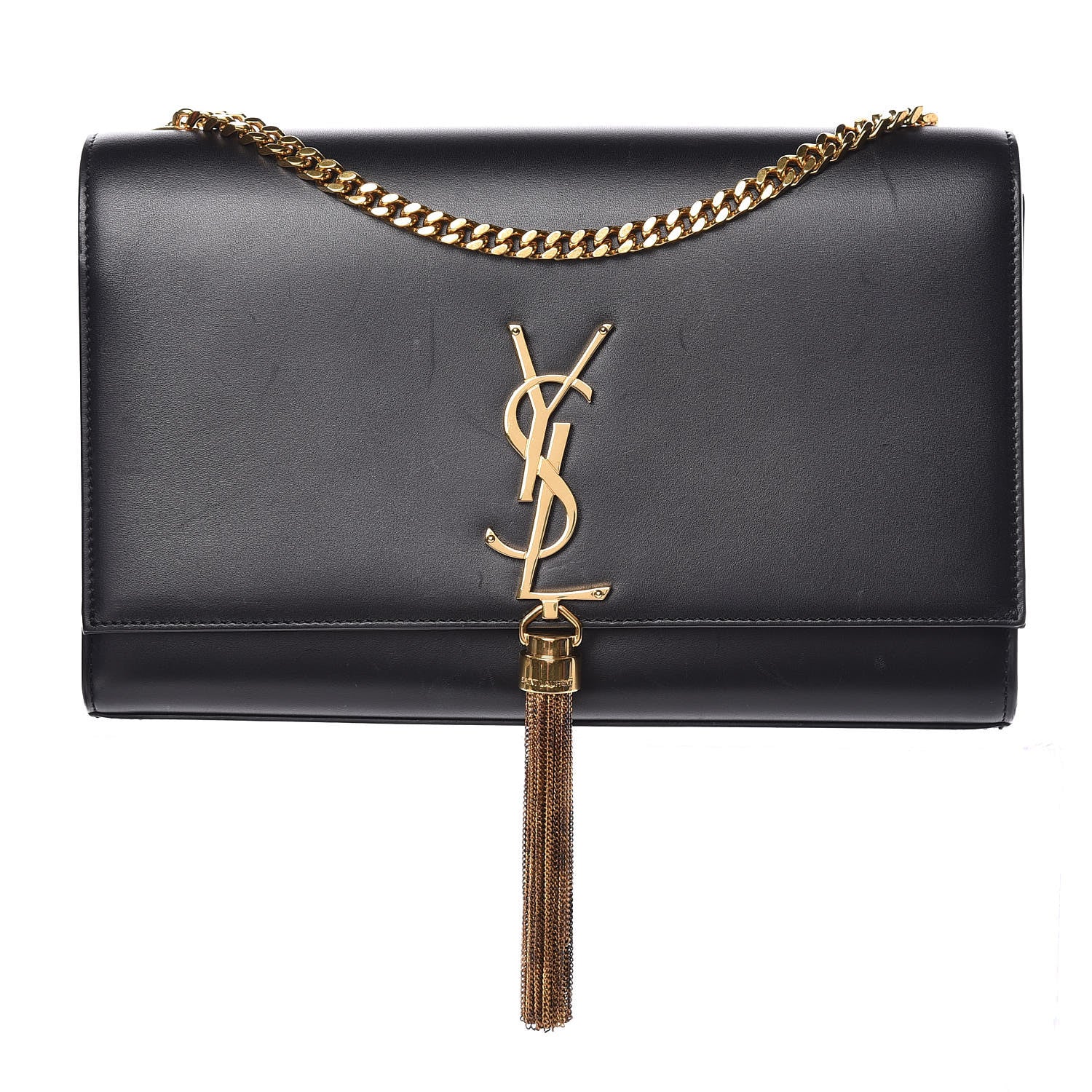 Saint Laurent Smooth Calfskin Medium Classic Monogram Kate Tassel Satchel Black 1 of 20