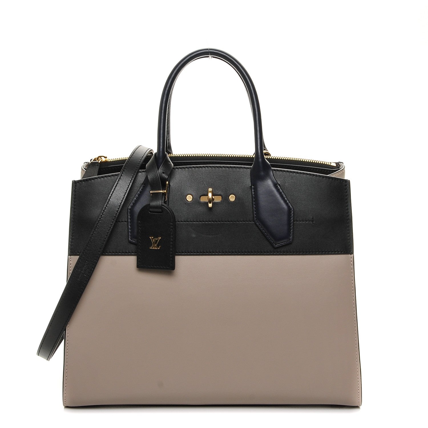 Louis Vuitton Calfskin City Steamer MM Gris Black 1 of 6