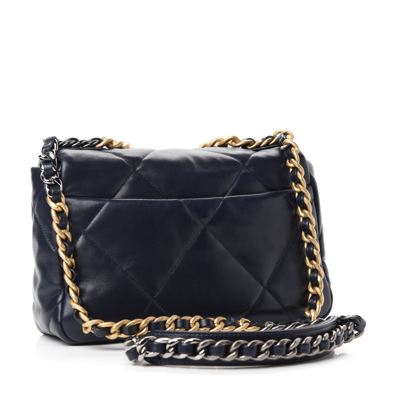 Chanel Goatskin Quilted Medium 19 Flap Navy Blue 3 of 11