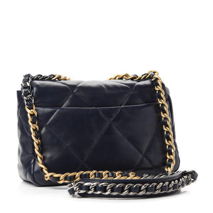 Chanel Goatskin Quilted Medium 19 Flap Navy Blue 3 of 11