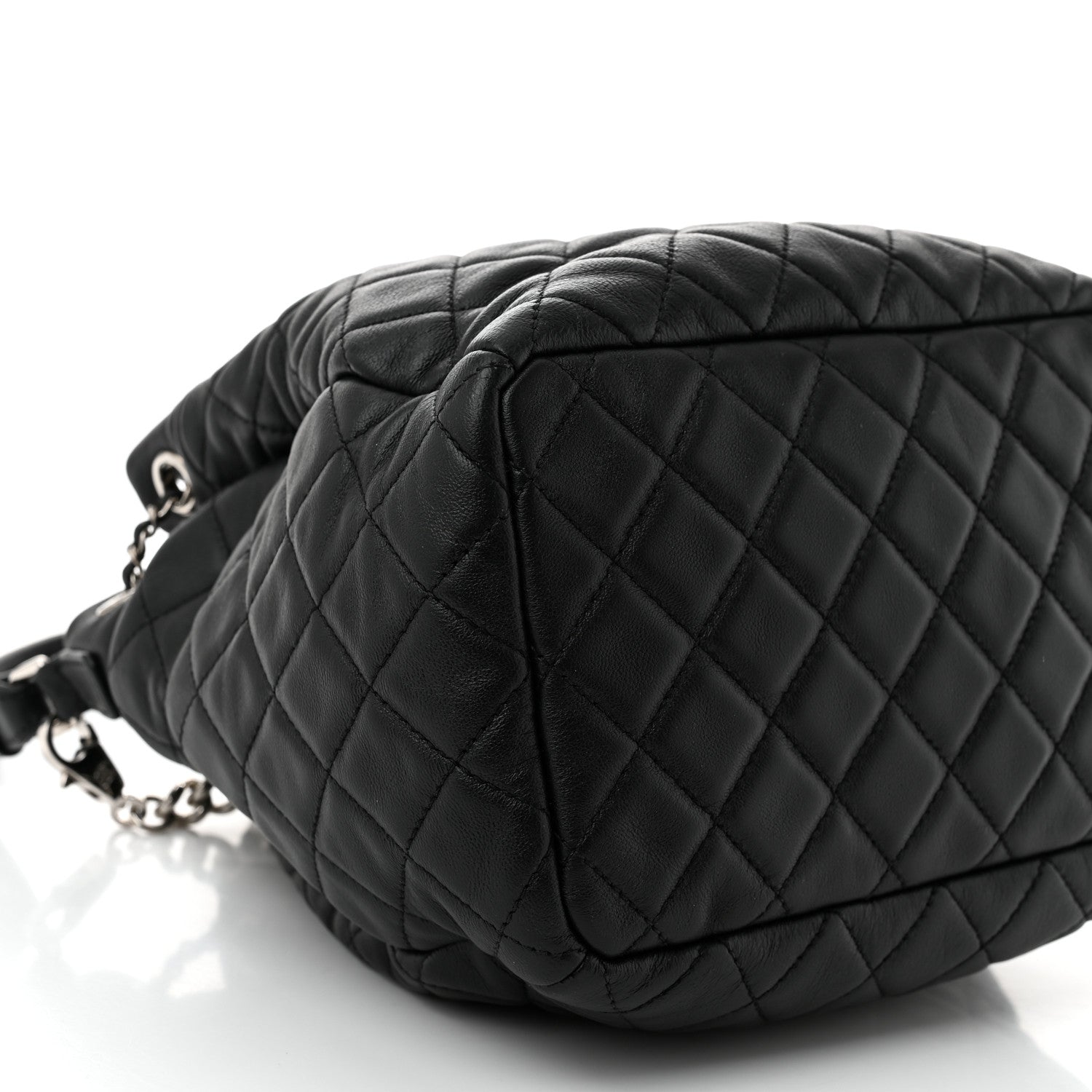 Chanel Lambskin Quilted CC Chain Drawstring Tote Black 9 of 10