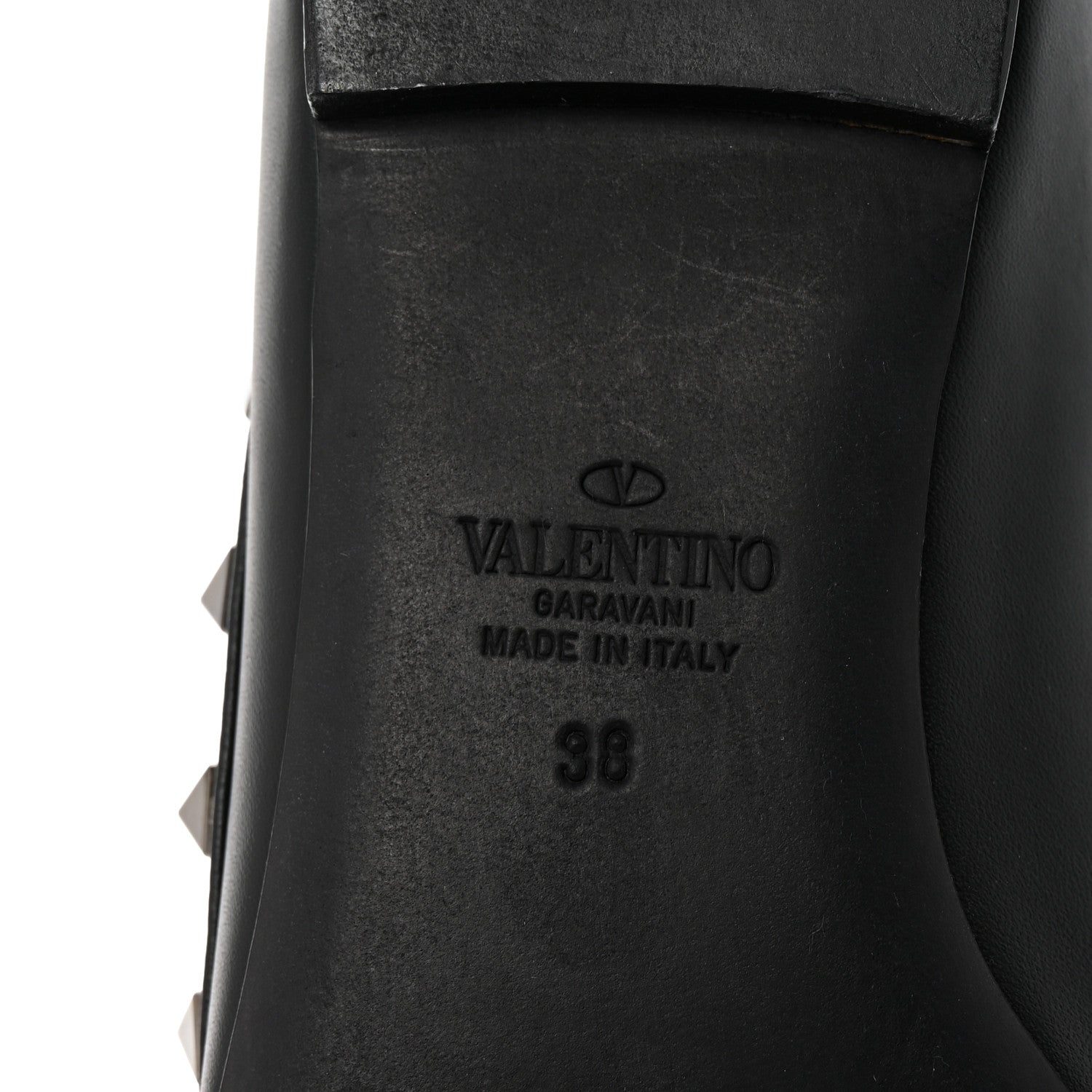 Valentino Garavani Calfskin Lacquered Monochrome Rockstud Ballerina Flats 38 Black 7 of 9
