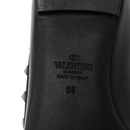 Valentino Garavani Calfskin Lacquered Monochrome Rockstud Ballerina Flats 38 Black 7 of 9