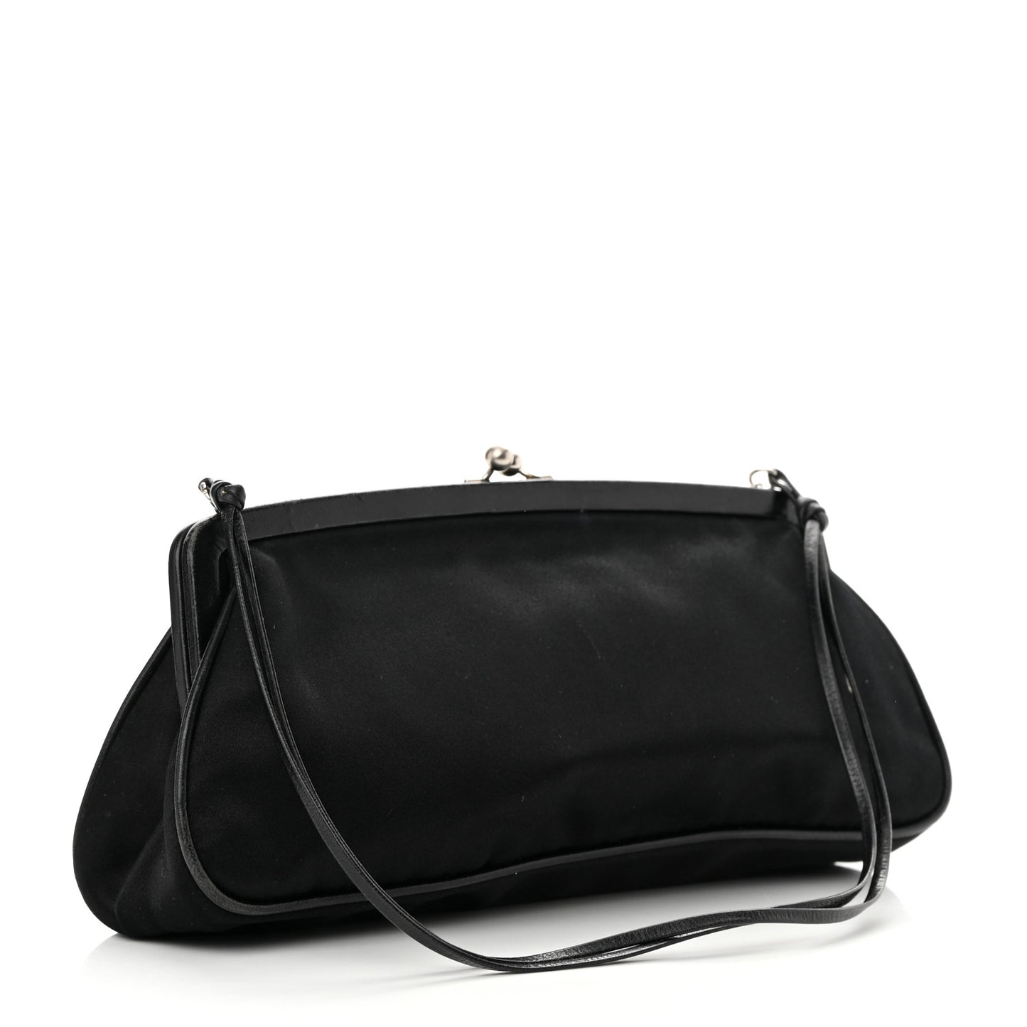 Tessuto Nylon Nappa Kisslock Shoulder Bag Black