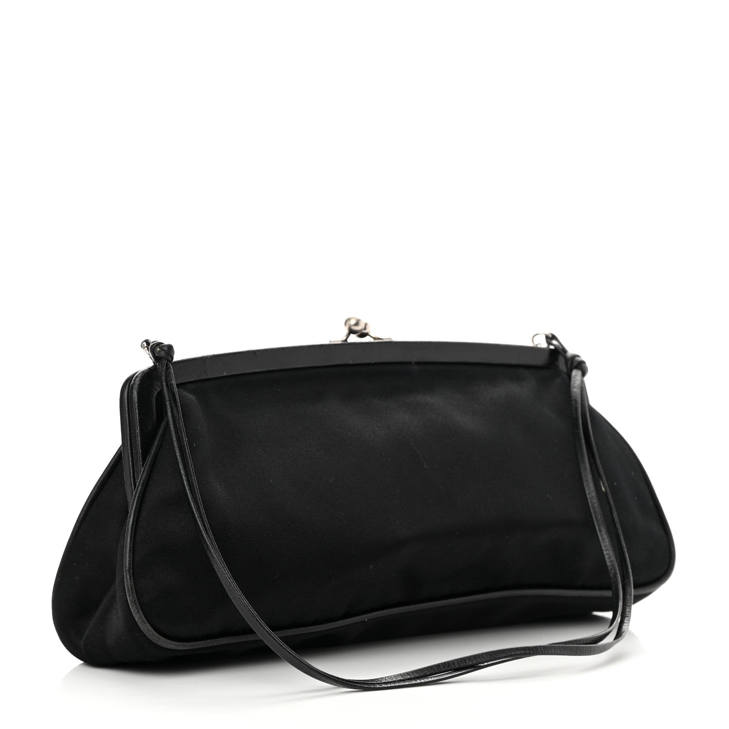Prada Tessuto Nylon Nappa Kisslock Shoulder Bag Black 3 of 14