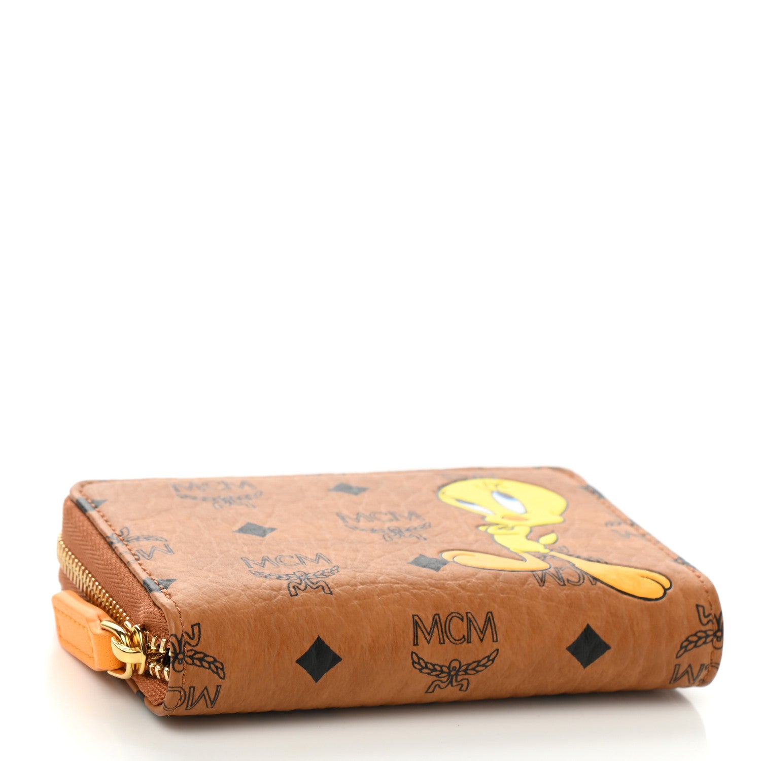 MCM X LOONEY TOONS Visetos Tweety X-Mini Zip Around Wallet Cognac 4 of 8