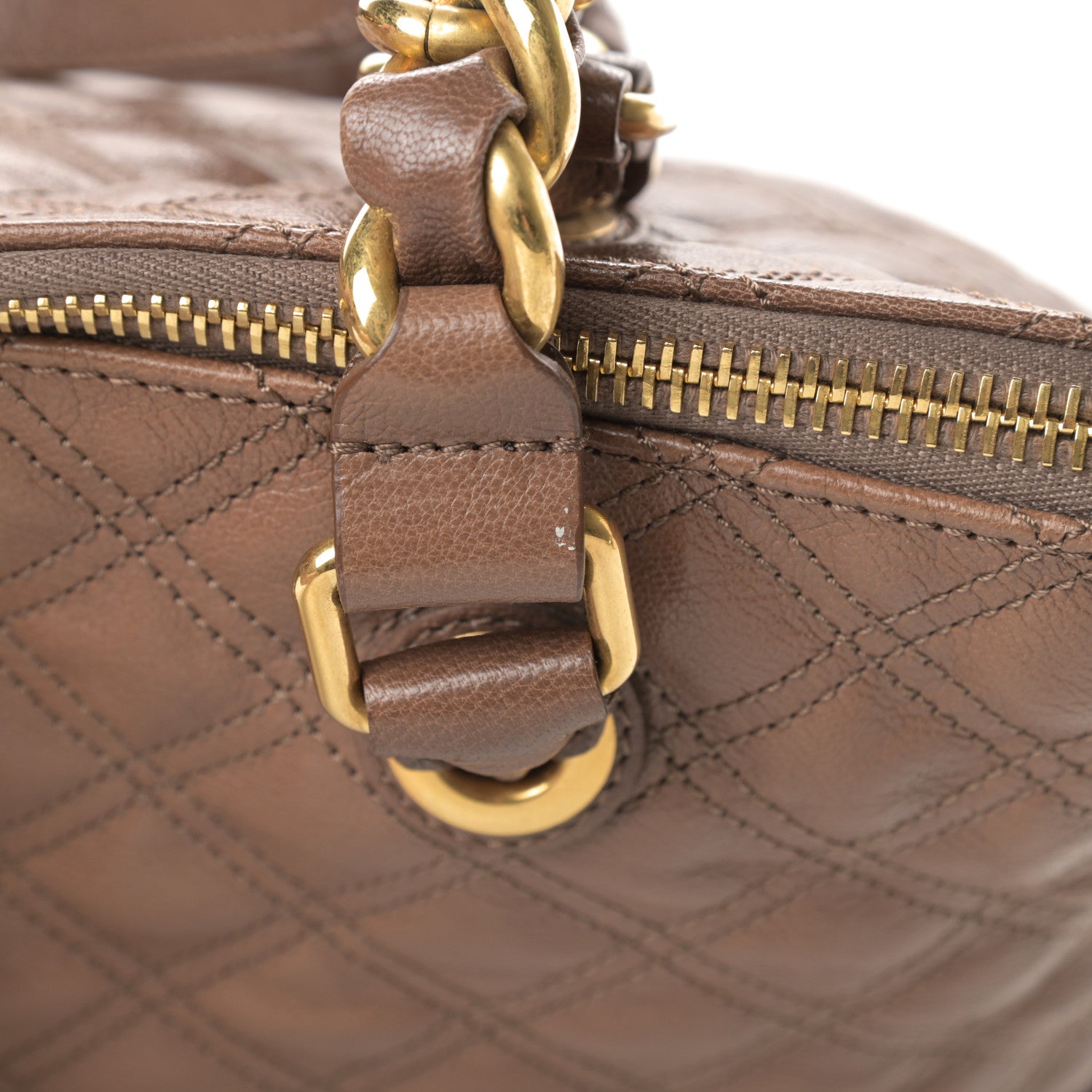 Marc Jacobs Lacquered Goatskin Quilted Karlie Satchel Brown 11 of 12