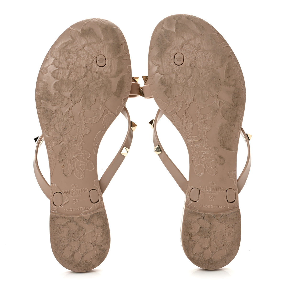 PVC Jelly Rockstud Bow Thong Sandals 37 Poudre