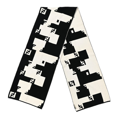 Fendi Cashmere Knit FF Scarf Black White 2 of 7