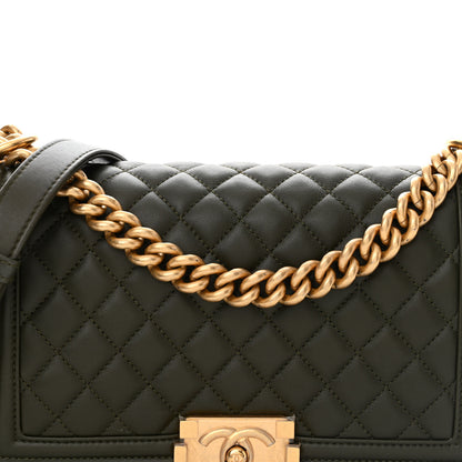 Chanel Calfskin Quilted Medium Boy Flap Khaki 8 of 13