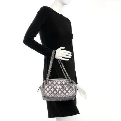 Chanel Metallic Aged Calfskin Quilted Small Reissue Camera Case Dark Silver 2 of 7
