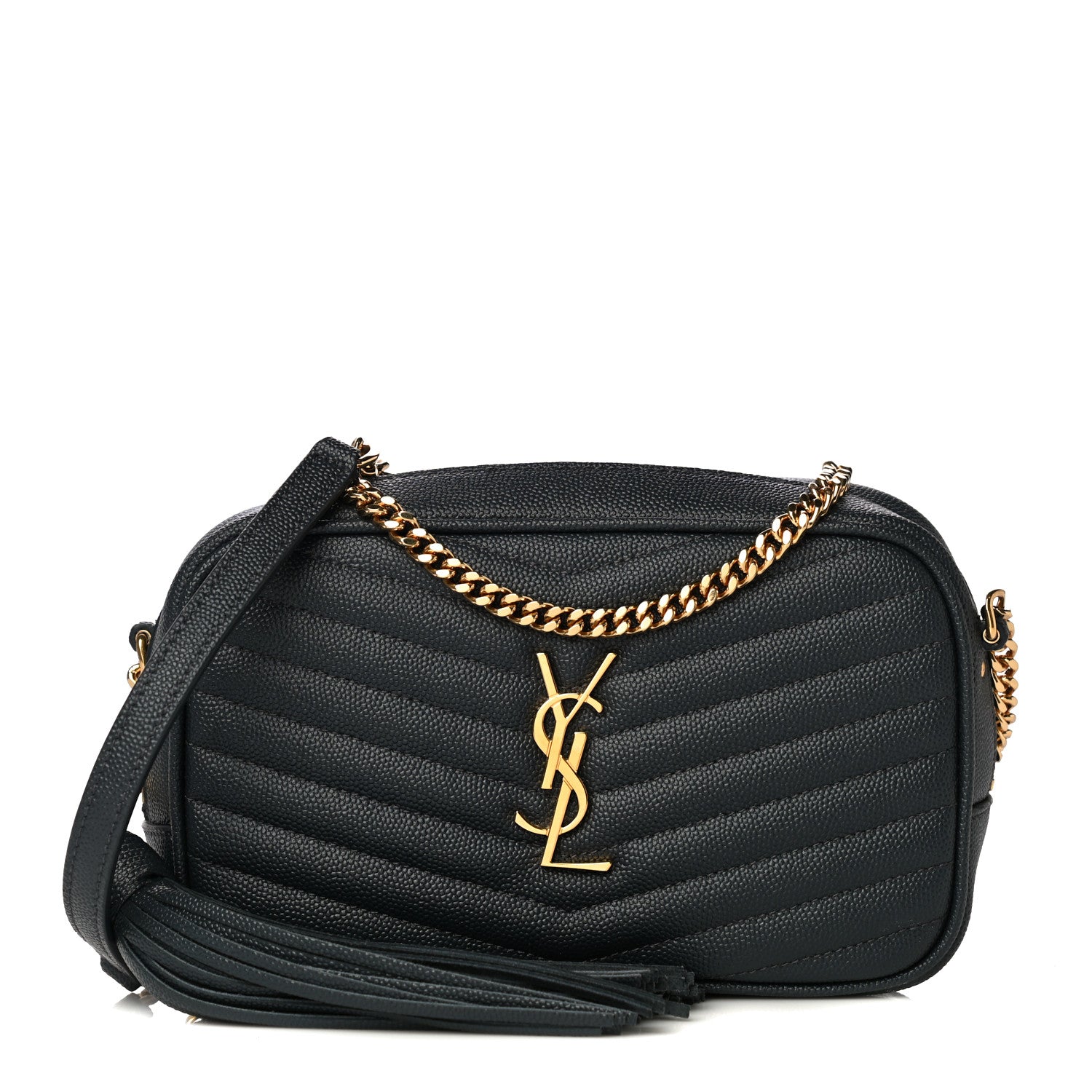 Saint Laurent Grain De Poudre Matelasse Monogram Mini Lou Camera Bag Dark Smog 1 of 9