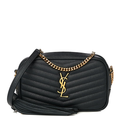 Saint Laurent Grain De Poudre Matelasse Monogram Mini Lou Camera Bag Dark Smog 1 of 9
