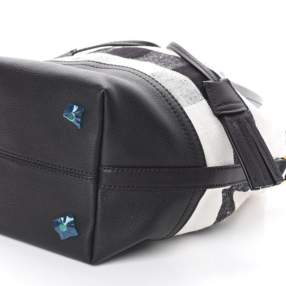 Burberry Grainy Calfskin House Check Canvas Small Heston Crossbody White Black 8 of 8