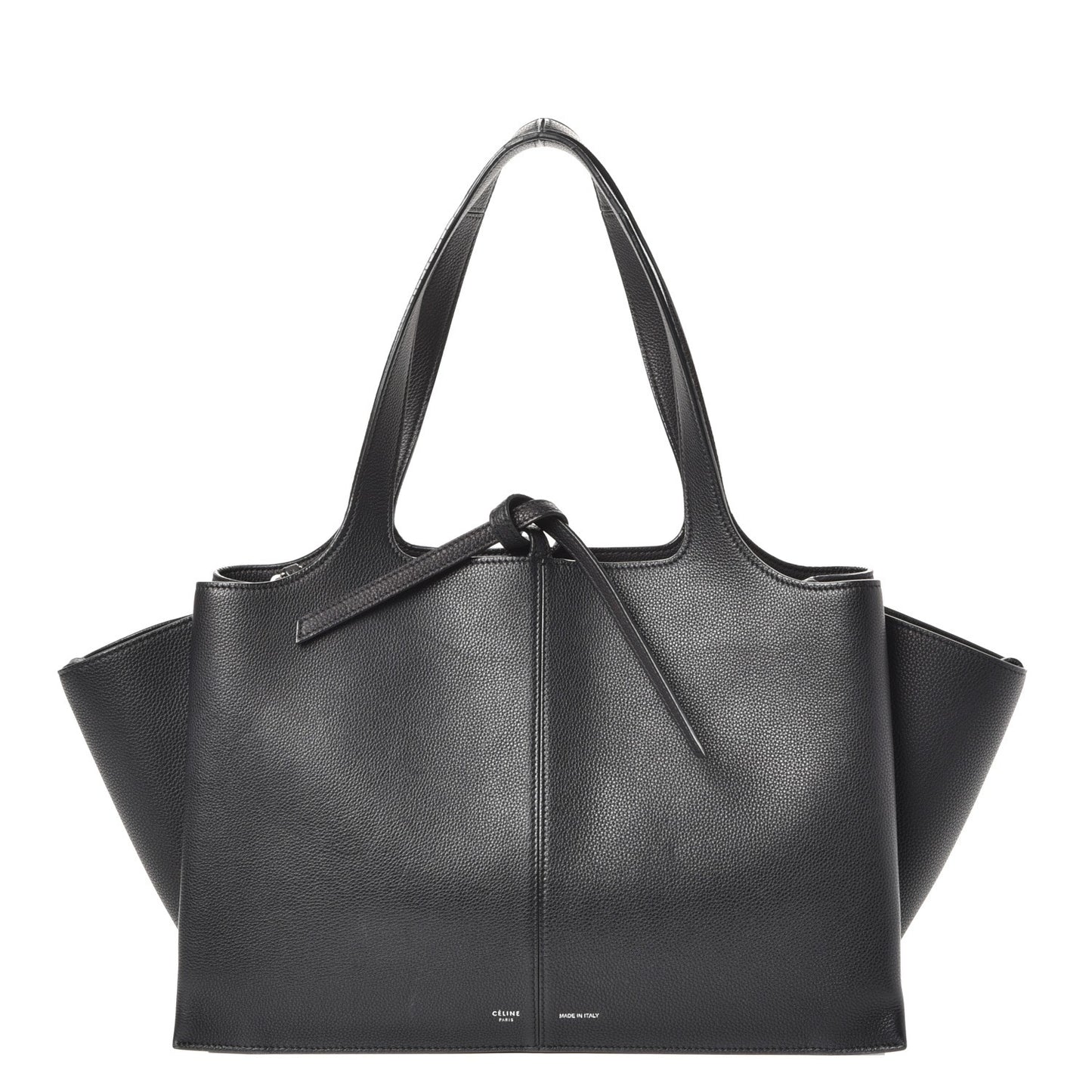 Baby Grained Calfskin Tri-Fold Bag Black