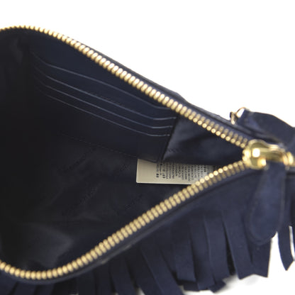 Burberry Suede Fringe Peyton Crossbody Clutch Bag Blue 5 of 9