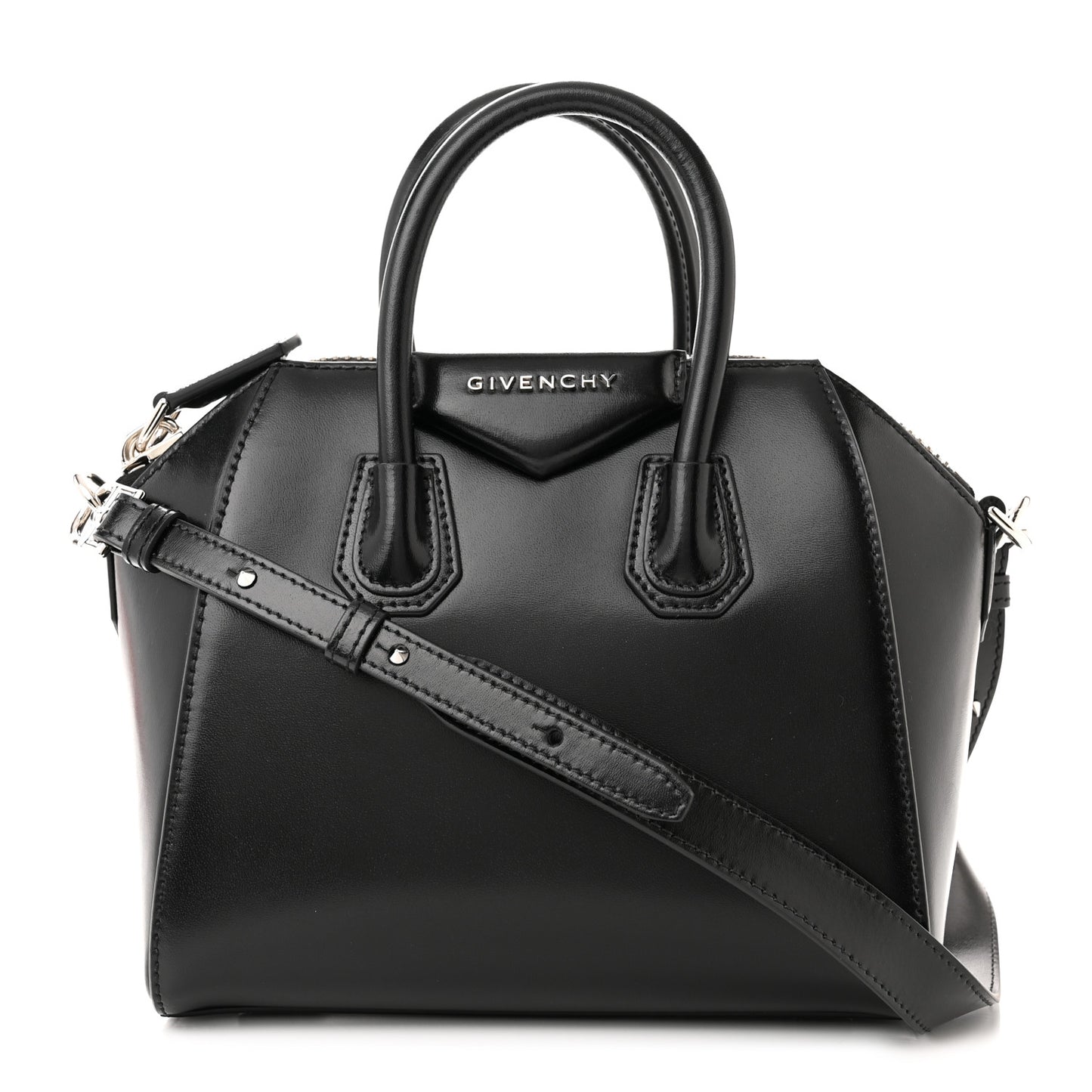Shiny Lord Calfskin Mini Antigona Black