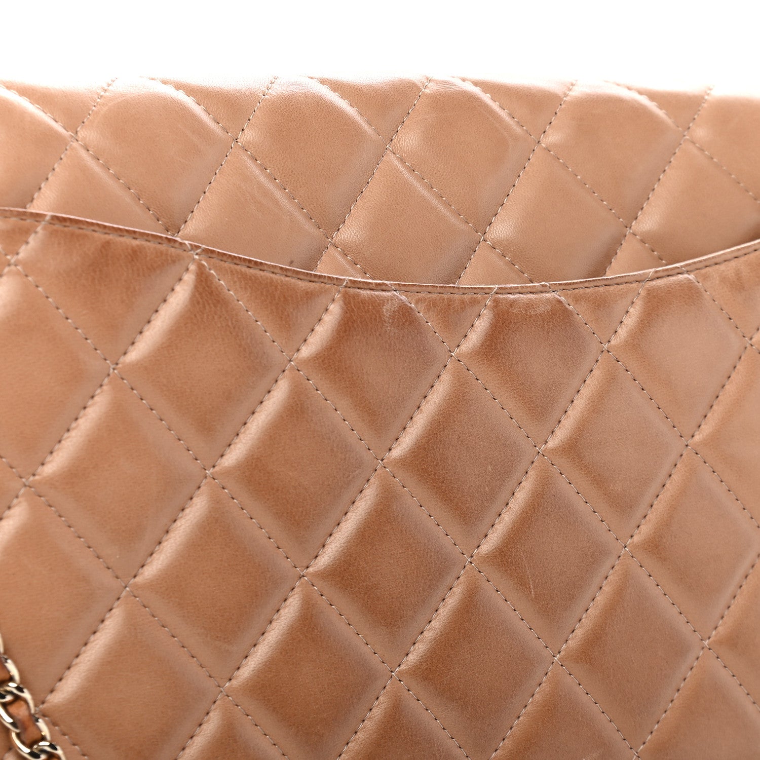 Chanel Lambskin Quilted Clutch With Chain Flap Beige 8 of 8