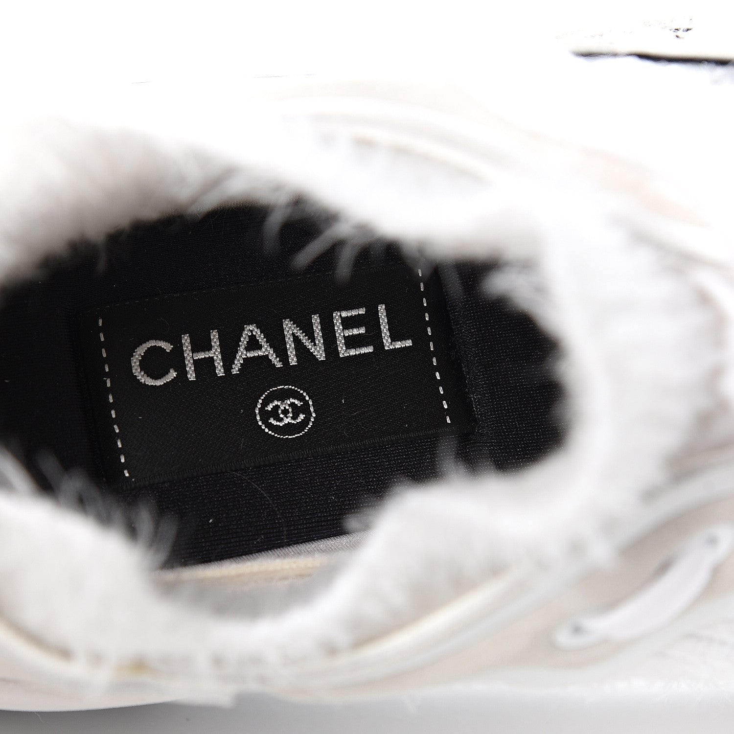 Chanel Fabric Calfskin Suede CC Womens Sneakers 38.5 White 6 of 7