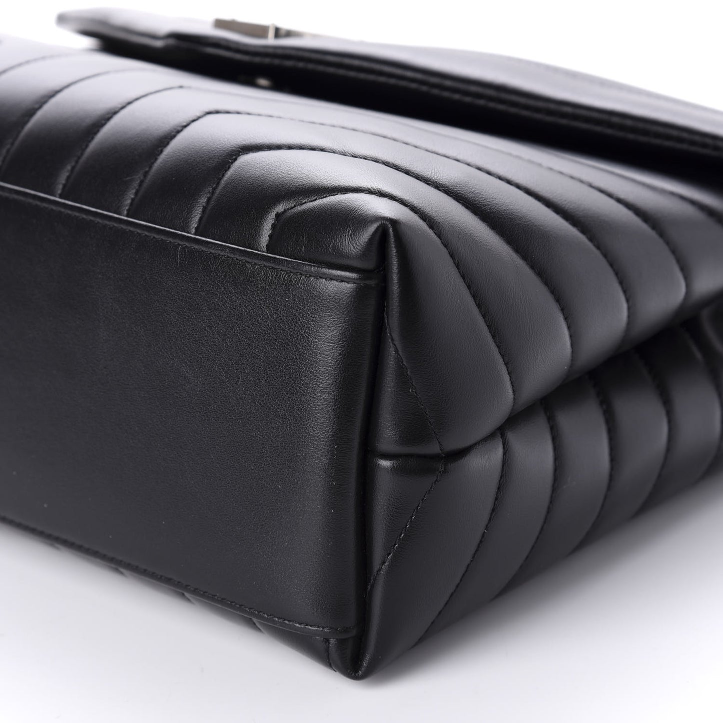 Calfskin Y Quilted Monogram Medium Loulou Chain Satchel Black