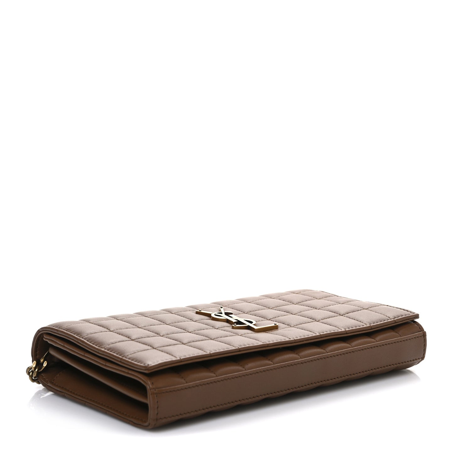 Lambskin Carre Quilted Cassandre Chain Wallet Brown